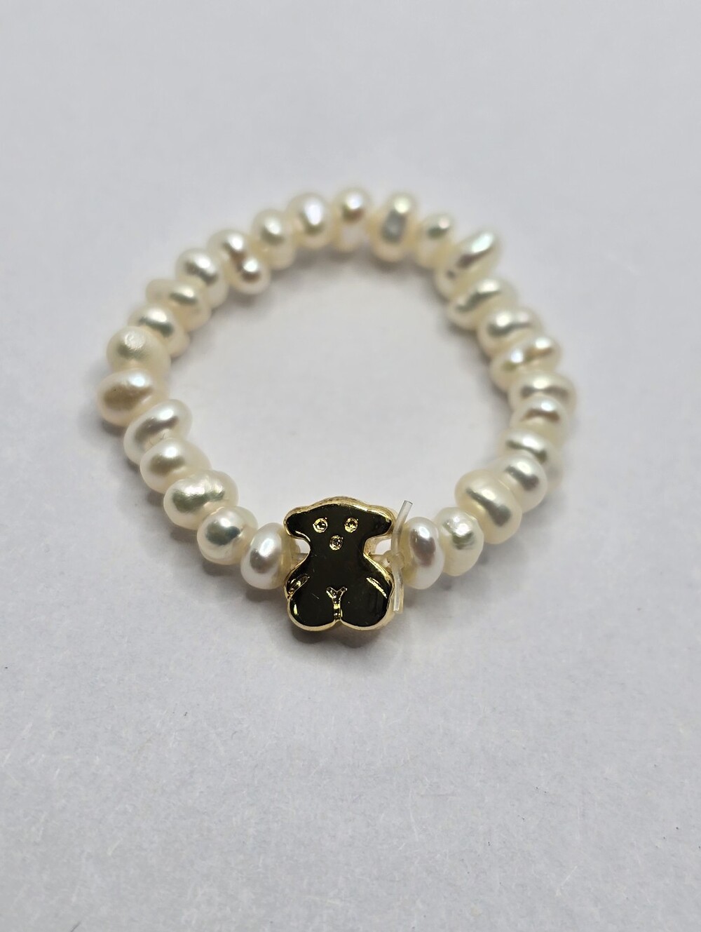 Tous Silver and cultured pearls Mini Icon Bear Ring Size 7